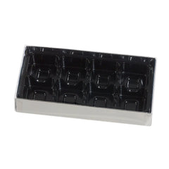 8 choc silver base, black vac tray and cello lid Jag Couture London - New York