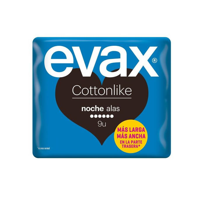 Evax Cottonlike Night With Wings Sanitary Towels 9 Units