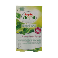 Byly Depil Hair Removal Strips Facial With Mint And Green Tea 12 Units