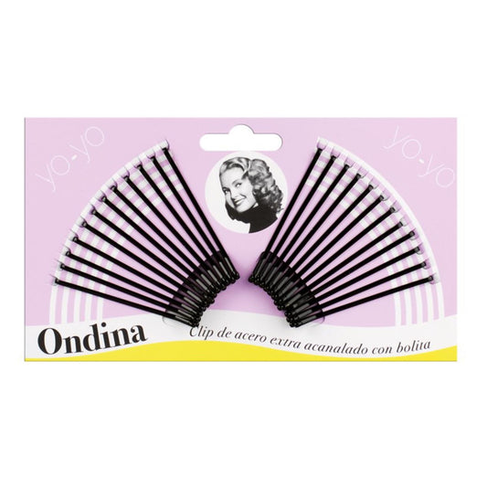 Eurostil Acanalado Clips Acero Con Bolita Negra 50mm Pack 1un