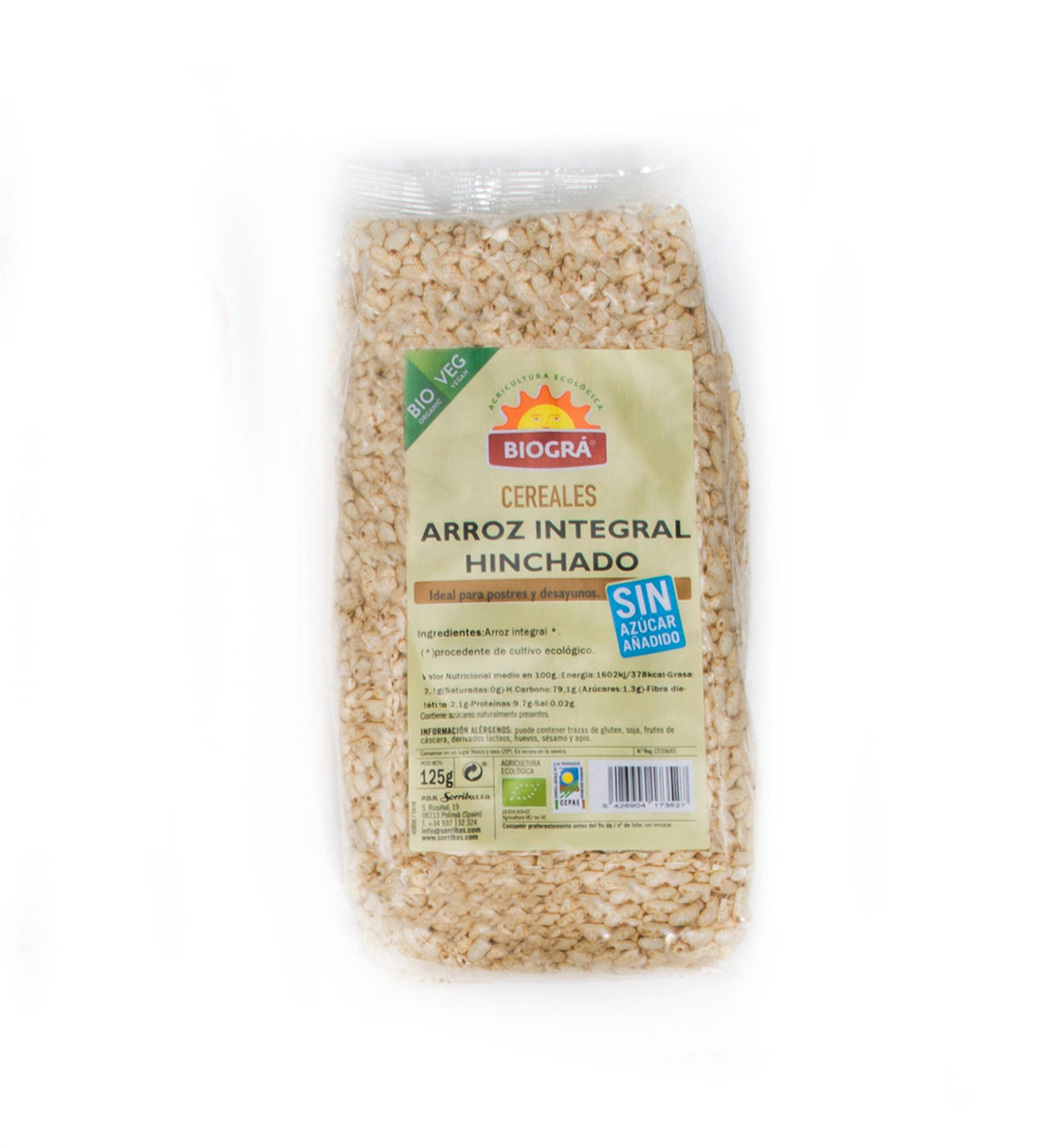 Biográ Arroz Integral Hinchado S-Azucar y S-Miel 125g Bio
