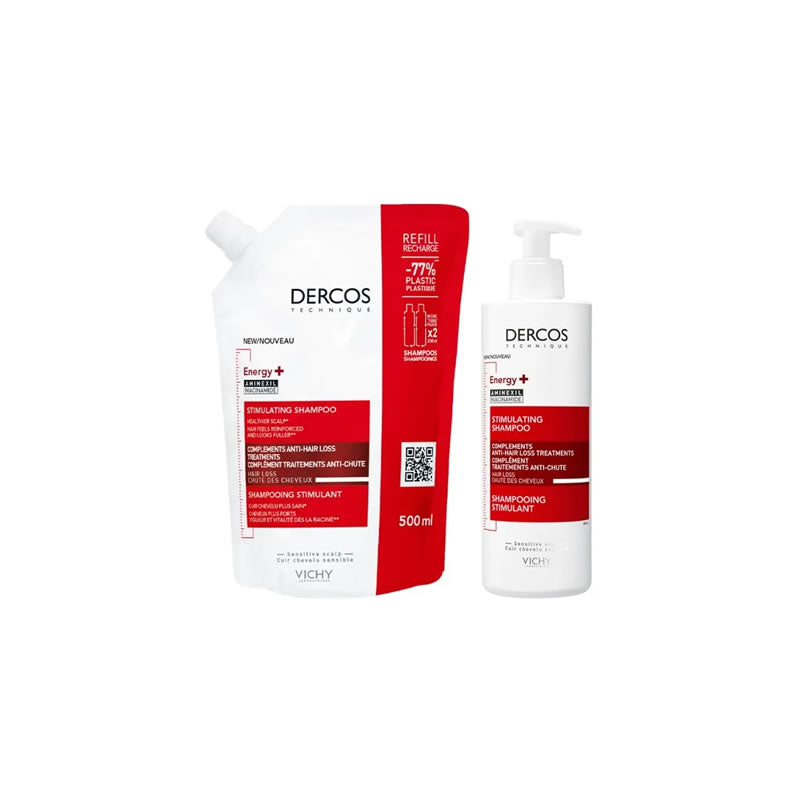 Vichy Dercos Energising Shampoo 400ml+Refill 500ml Set 2 Pieces Jag Couture London - New York