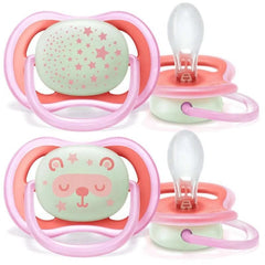 Avent Ultra Air Nocturnal Pacifier 6-18 Months Girl 2U