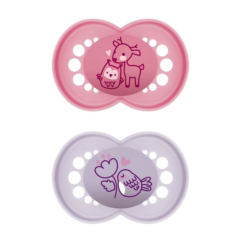 Mam Original Pure Silicone Pacifier +6 Months Pink/Purple - 2 Units Jag Couture London - New York