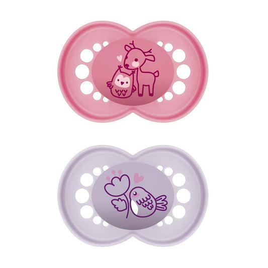 Mam Original Pure Silicone Pacifier +6 Months Pink/Purple - 2 Units Jag Couture London - New York