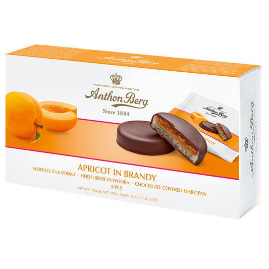 Anthon Berg apricot in brandy marzipan in dark chocolate