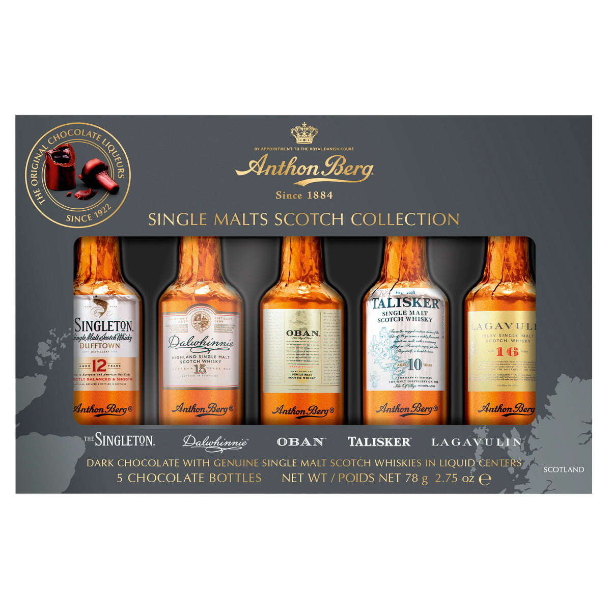 Anthon Berg 5pc whisky liqueur collection