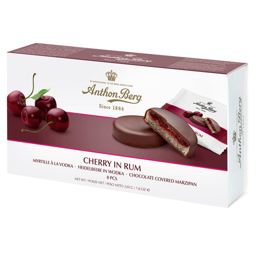 Anthon Berg cherry in rum marzipan in dark chocolate