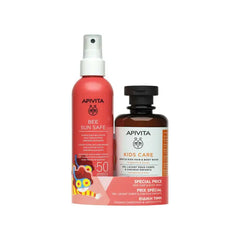 Apivita Bee Sun Safe Children's Spray Lotion Spf50 200ml + Apivita Kids Hair &amp; Body Hair &amp; Mandarin Honey  200ml Jag Couture London - New York