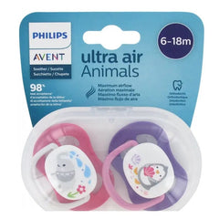 Avent 2 Ultra Air Animals Pacifiers 6+18 Months Baby Girl Jag Couture London - New York