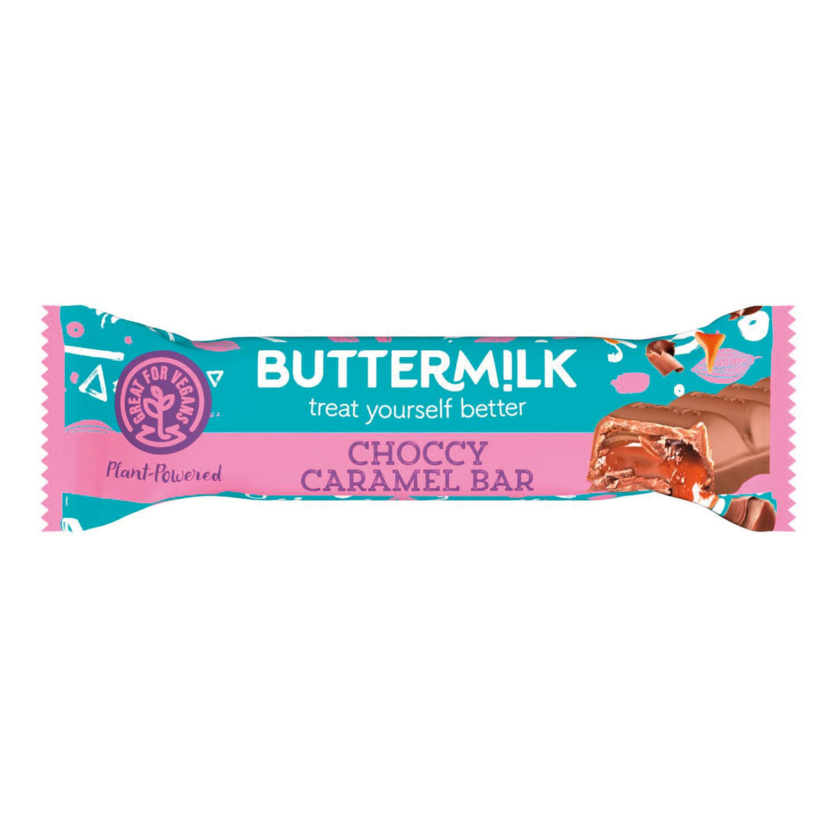 Buttermilk plant based chocolate segment bar with a caramel centre