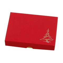 12 choc base with vac form tray and red wibalin Christmas tree lid 159 x 112 x 32mm