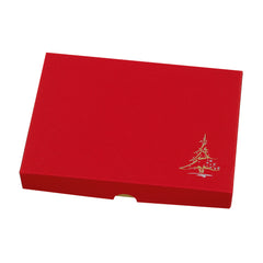 24 choc base with vac form tray and red wibalin Christmas tree lid 221 x 159 x 32mm