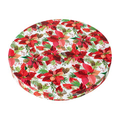 Large round rigid Christmas poinsettia box with pads & glassines 30cm