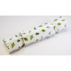White with Christmas tree design cracker box (10 x 4 cm barrel)