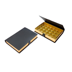 24 choc hinged lid book box with gold vac tray 217 x 157 x 32