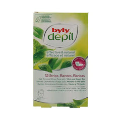 Byly Depil Hair Removal Strips Facial With Mint And Green Tea 12 Units Jag Couture London - New York