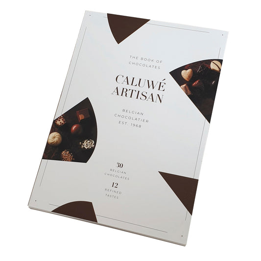 Caluwe Book of Chocolates - 30 Belgian chocolates 12 refined tastes (20 x 28 x 3.4cm)