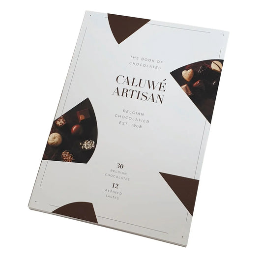 Caluwe Book of Chocolates - 30 Belgian chocolates 12 refined tastes (20 x 28 x 3.4cm) Jag Couture London - New York