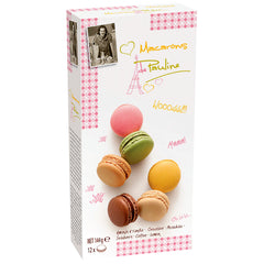 Assortment of 12 macarons in gift box - almond & vanilla, pistachio, chocolate, strawberry, lemon and coffee - VAT FREE