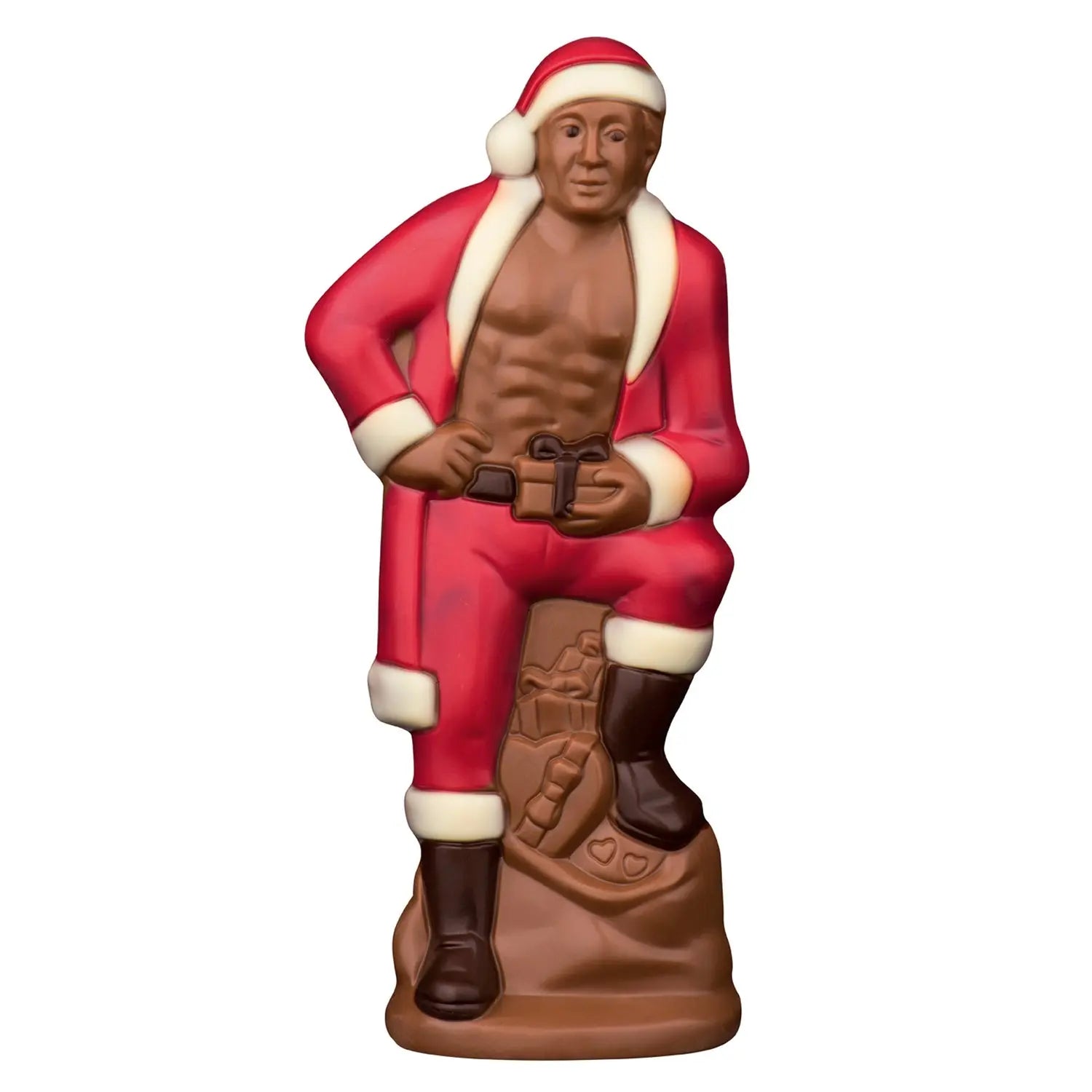 Jag Couture London - New York Decorated hollow milk chocolate Christmas man in cello - 200mm