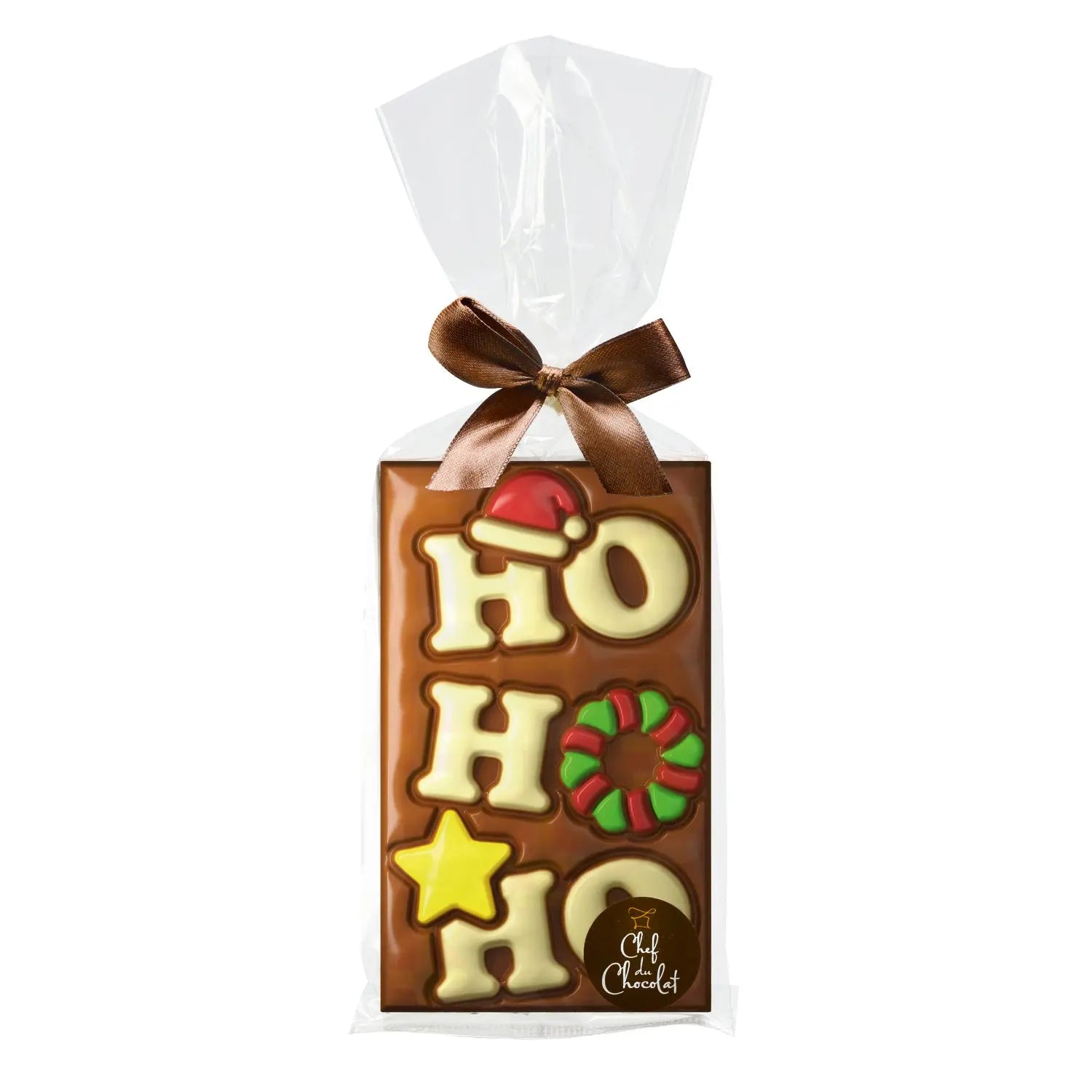 Jag Couture London - New York Decorated milk chocolate bar with Ho Ho Ho design in cello bag