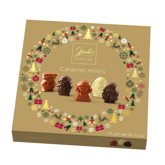 Hamlet gold carton of assorted chocolate caramel filled Christmas figures