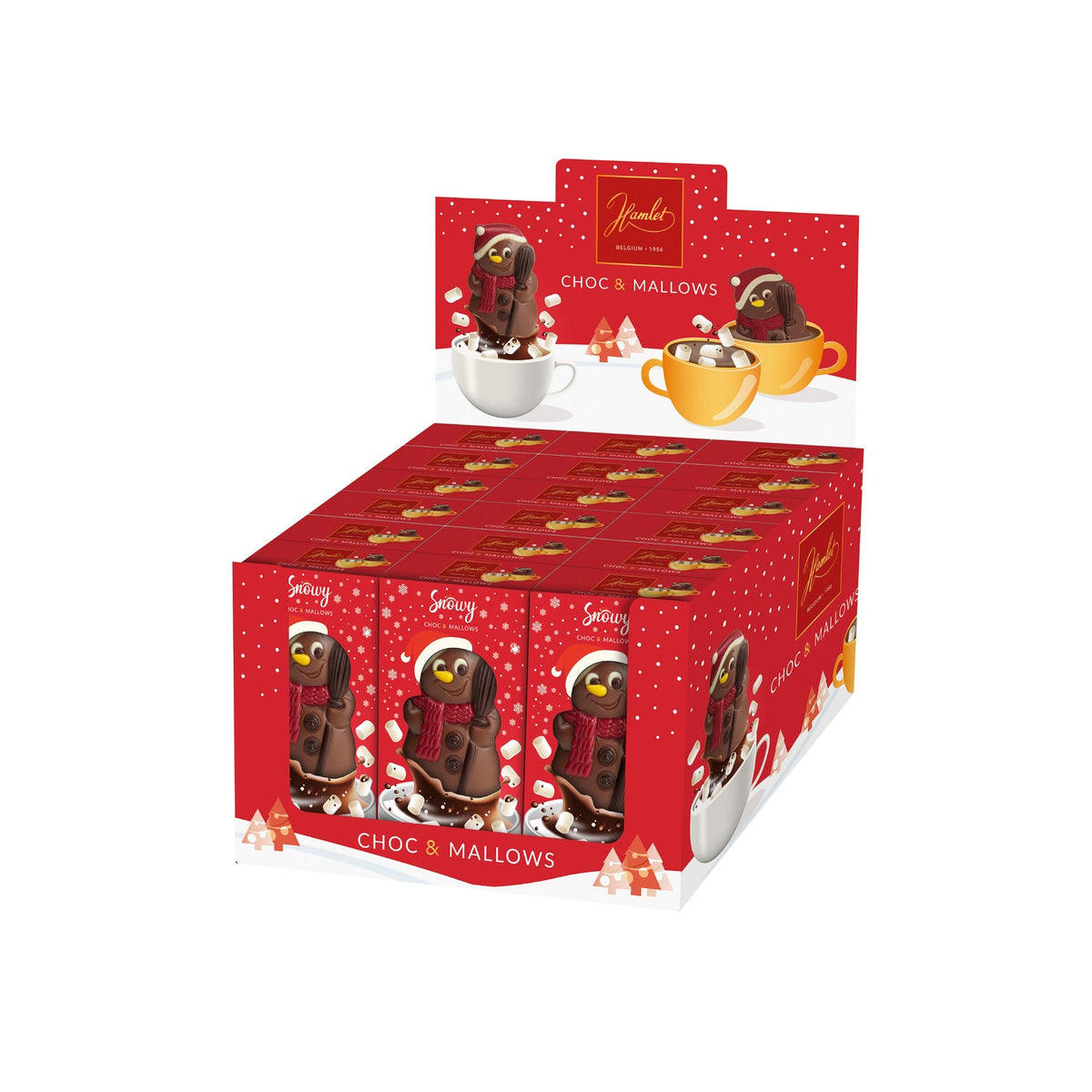 Display of milk chocolate melting Snowy figure with marshmallows (55g + 10g) - VAT FREE