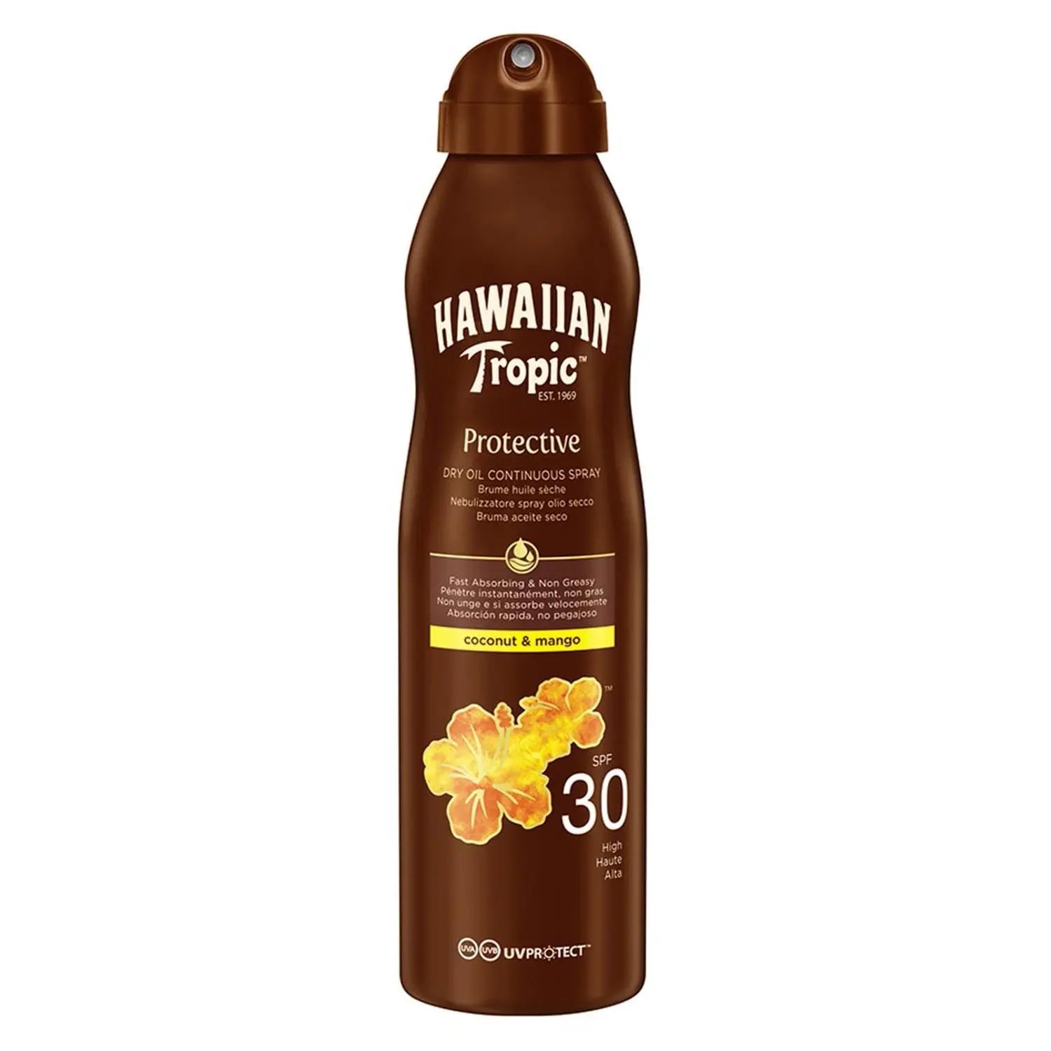 Hawaiian Tropic Coconut y Mango Aceite Spf30 180ml Spray Jag Couture London - New York