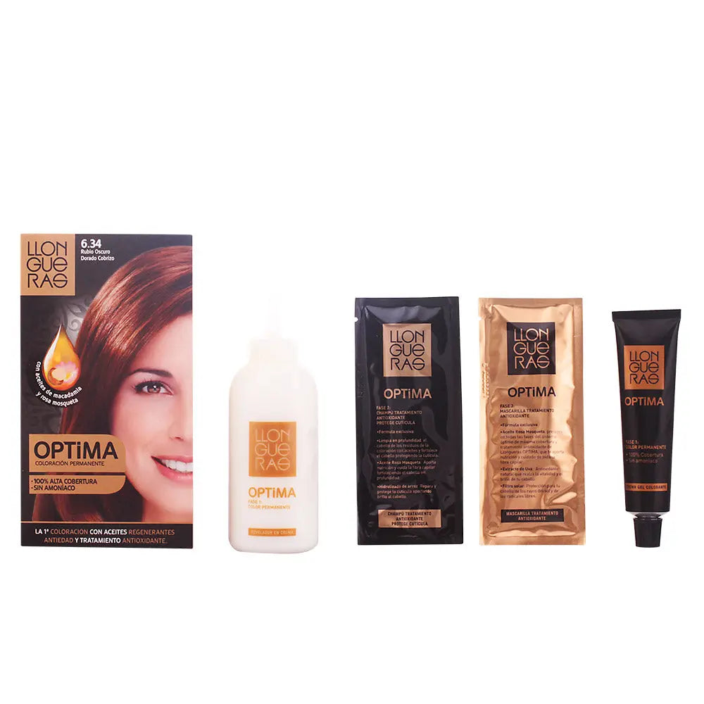 Llongueras Optima Permanent Hair Colour Ammonia Free 6.34 Dark Golden Copper Blond Jag Couture London - New York