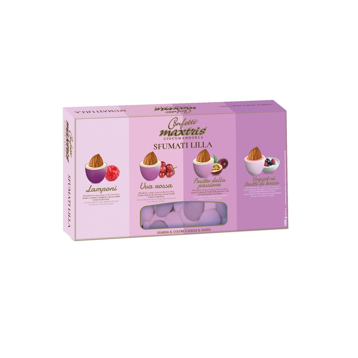 Sfumati Lilla - toasted almonds in white chocolate flavour mix in purple coloured sugar