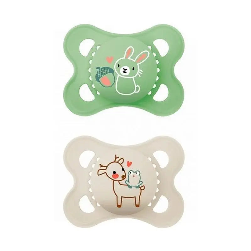 Jag Couture London - New York Mam Original Pure Silicone Pacifier 2-6 Months Green/Beige Smooth - 2 Units