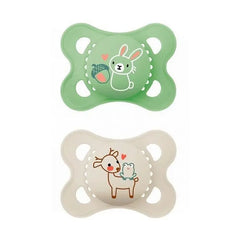 Jag Couture London - New York Mam Original Pure Silicone Pacifier 2-6 Months Green/Beige Smooth - 2 Units
