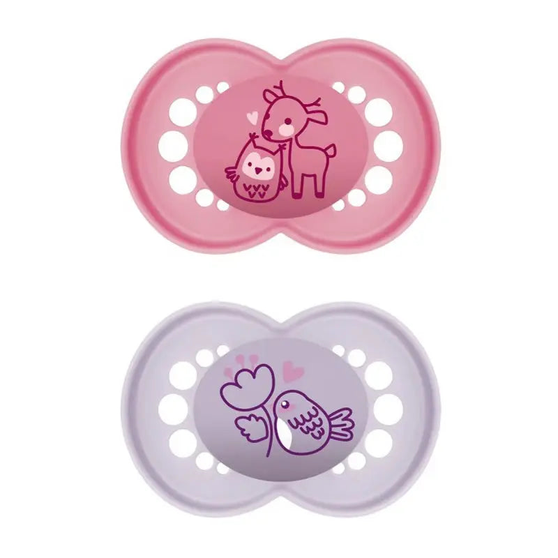 Mam Original Pure Silicone Pacifier +16 Months Pink/Lilac 2 Units Jag Couture London - New York