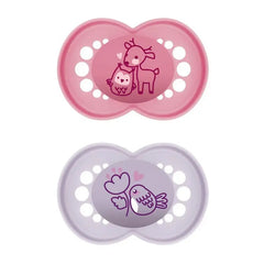 Mam Original Pure Silicone Pacifier +16 Months Pink/Lilac 2 Units Jag Couture London - New York