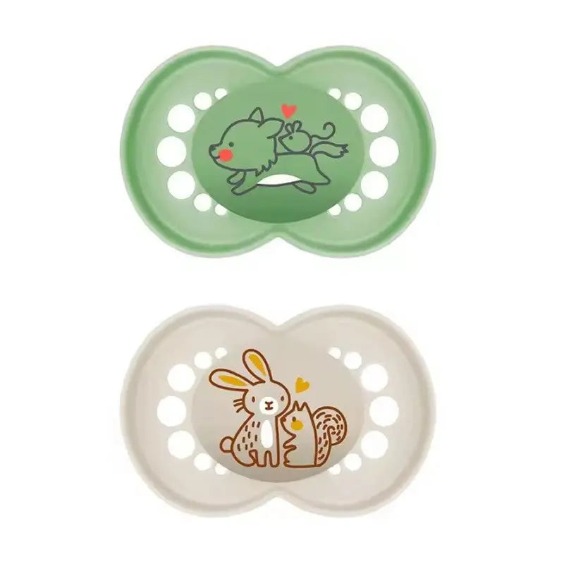 Mam Original Pure Silicone Pacifier +6 Months Green/Beige - 2 Units Jag Couture London - New York