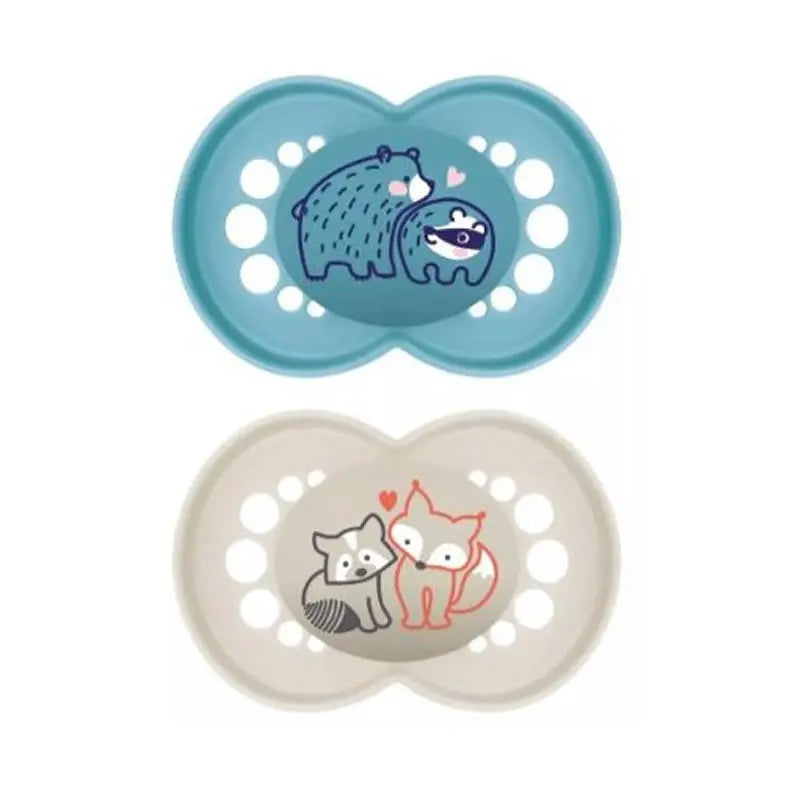 Mam Original Pure Silicone Pacifier +6Months Blue/Beige 2Units Jag Couture London - New York