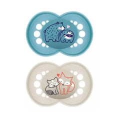 Mam Original Pure Silicone Pacifier +6Months Blue/Beige 2Units Jag Couture London - New York