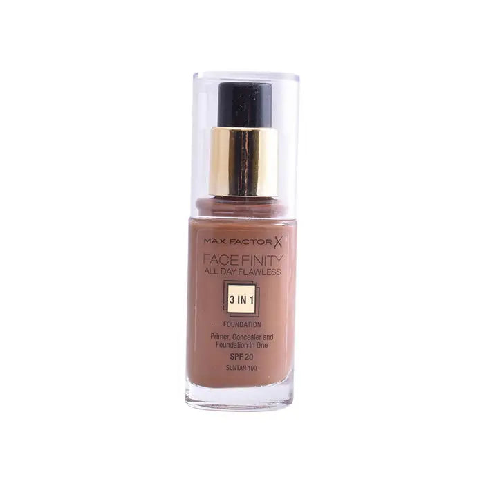Max Factor Facefinity 3 In 1 Primer, Concealer And Foundation Spf20 100 Suntan 30ml Jag Couture London - New York