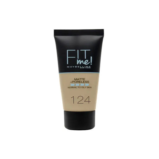 Maybelline Fit Me Matte + Poreless Foundation 124 Soft Sand 30ml - Jag Couture London - New York