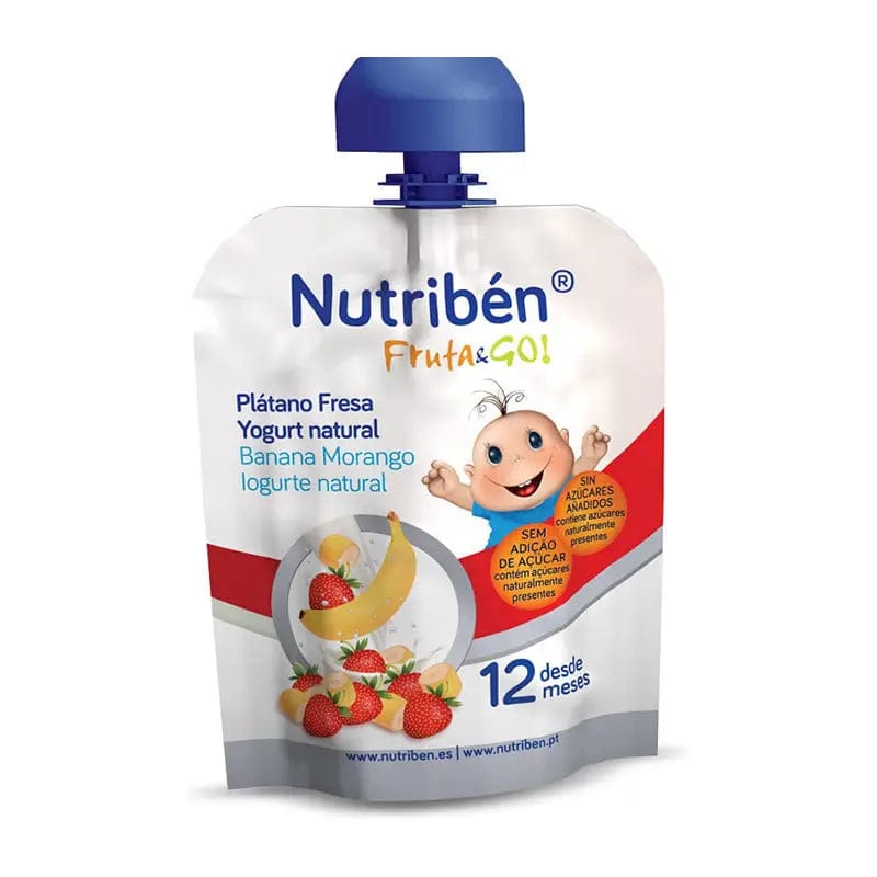 Nutribén Fruit &amp; Go Banana, Strawberry, And Natural Yogurt 90g Jag Couture London - New York