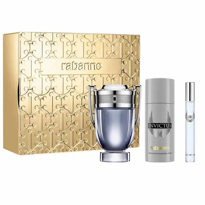 Paco Rabanne Invictus Eau De Toilette Spray 100ml Set 3 Pieces - Jag Couture London - New York