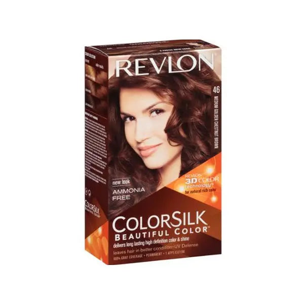 Revlon Colorsilk Ammonia Free 46 Medium Golden Chestnut Brown Jag Couture London - New York