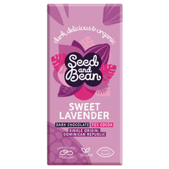 Organic & Fair Trade 72% extra dark chocolate bar with lavender