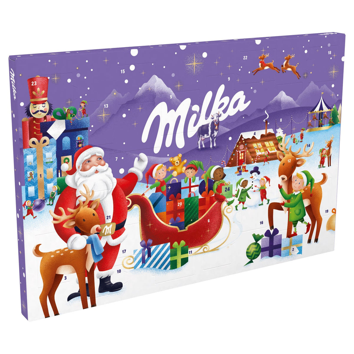 Milka Advent calendar containing a mix of milk chocolate crème filled figures