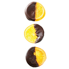 Orange slices - half dipped in dark chocolate