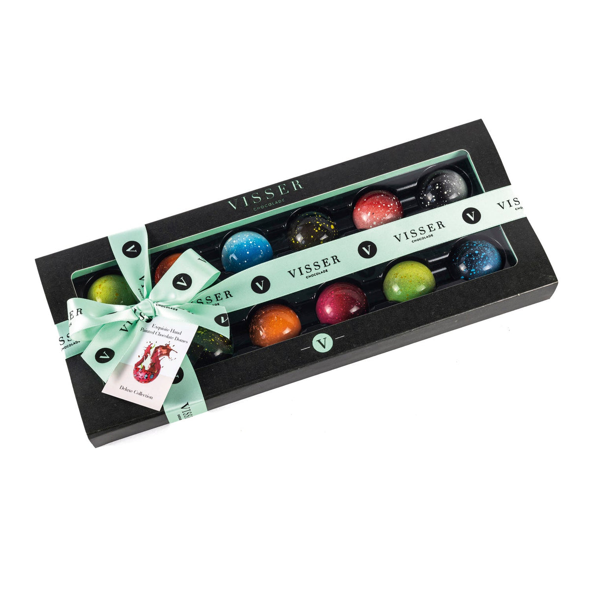 Deluxe gift box of 12 Midi Picasso chocolates with menu tag