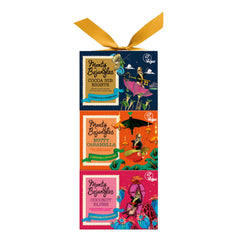 Vegan gift tower - Cocoa Nib Nights, Coconut Blush and Nutty Caramella cocoa dusted truffles 3 x 100g Jag Couture London - New York