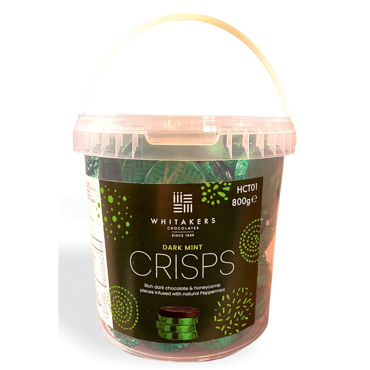 Dark mint crisp - dark chocolate with honeycomb pieces in green coloured foil 128pcs