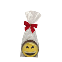 Decorated hollow milk chocolate smile emoji in cello bag - 73mm